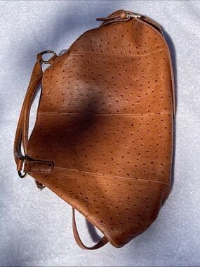 G.I.L.I. Tan Faux Ostrich-Embossed Shoulder Bag